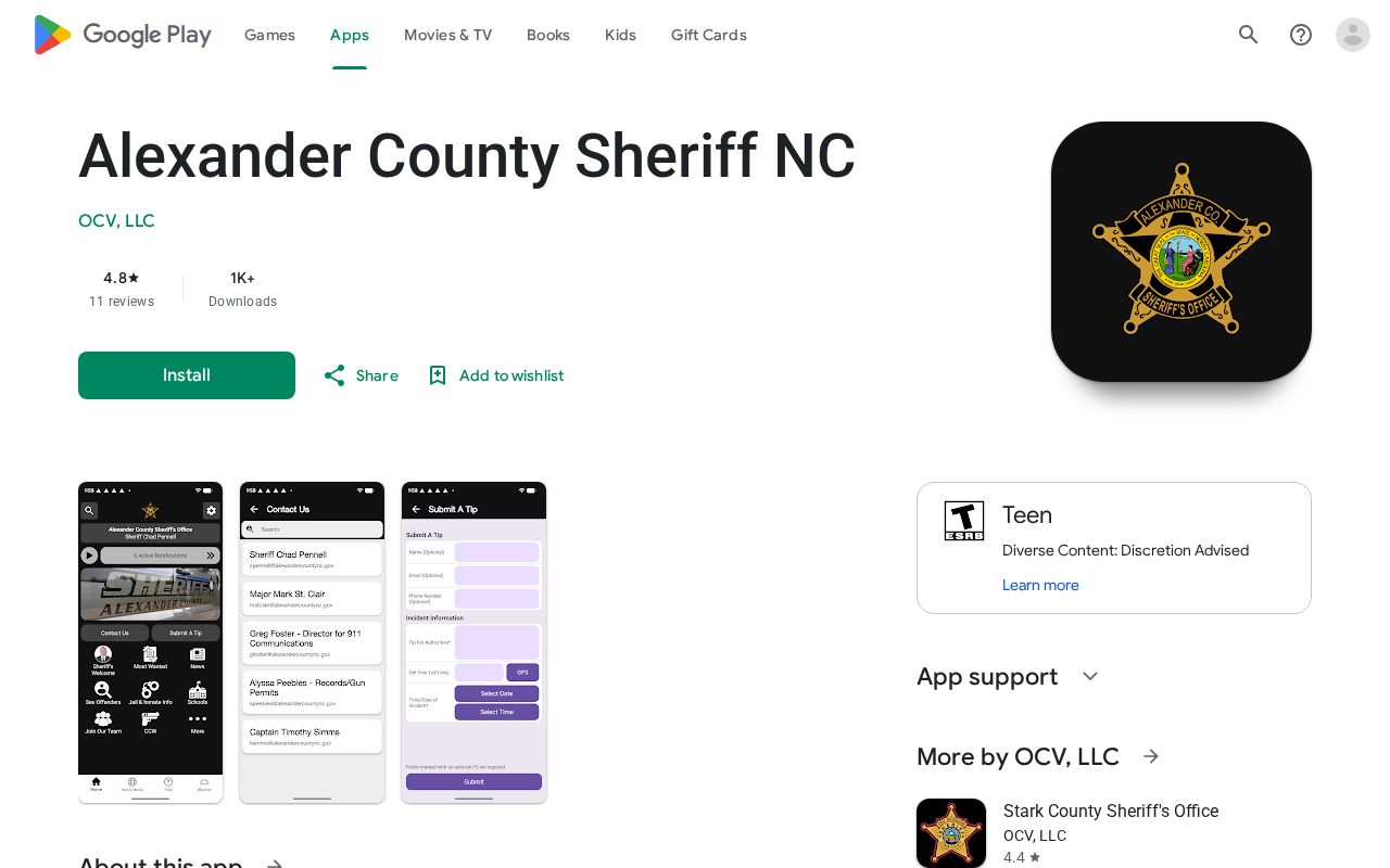 Alexander County Sheriff NC official app listing source