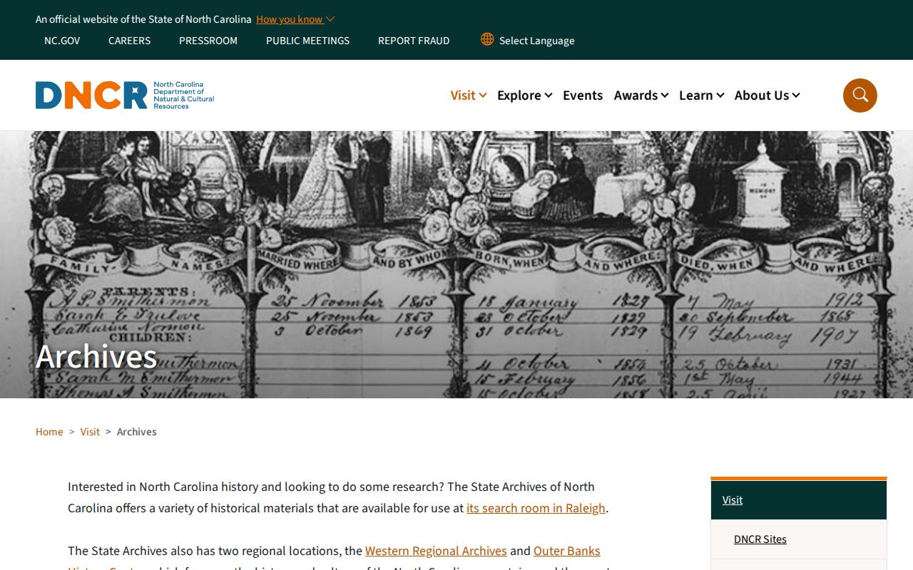 North Carolina Archives records retention source